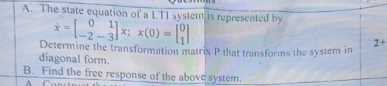 A . The state equation of a LTI system is