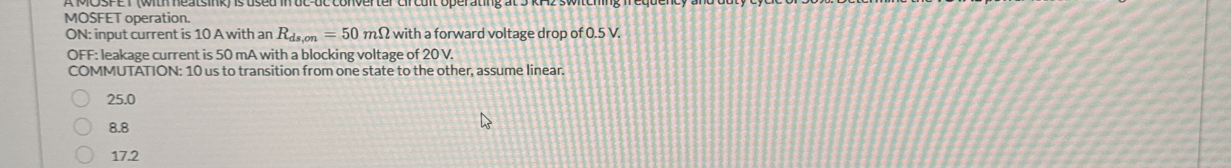 MOSFET operation. ON : input current is 1 0 A
