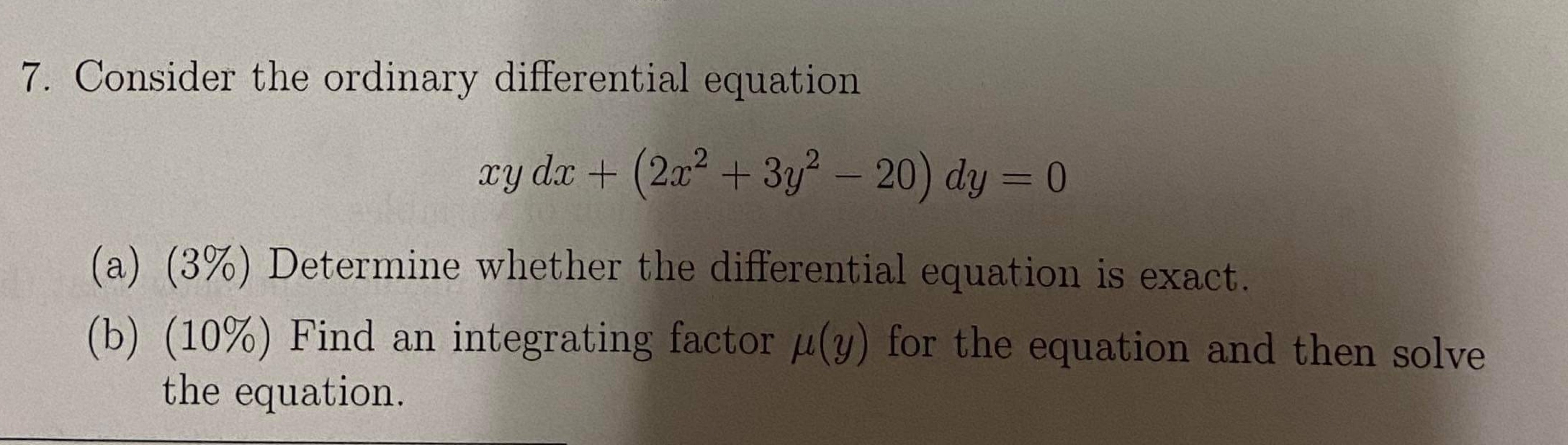 Consider the ordinary differential equation x y d