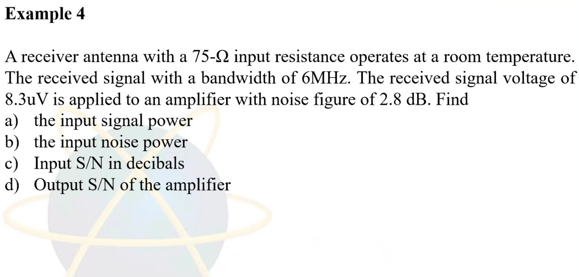 Example 4 A receiver antenna with a 7 5 - Omega