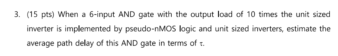 3 . ( 1 5 pts ) When a 6 - input AND gate with
