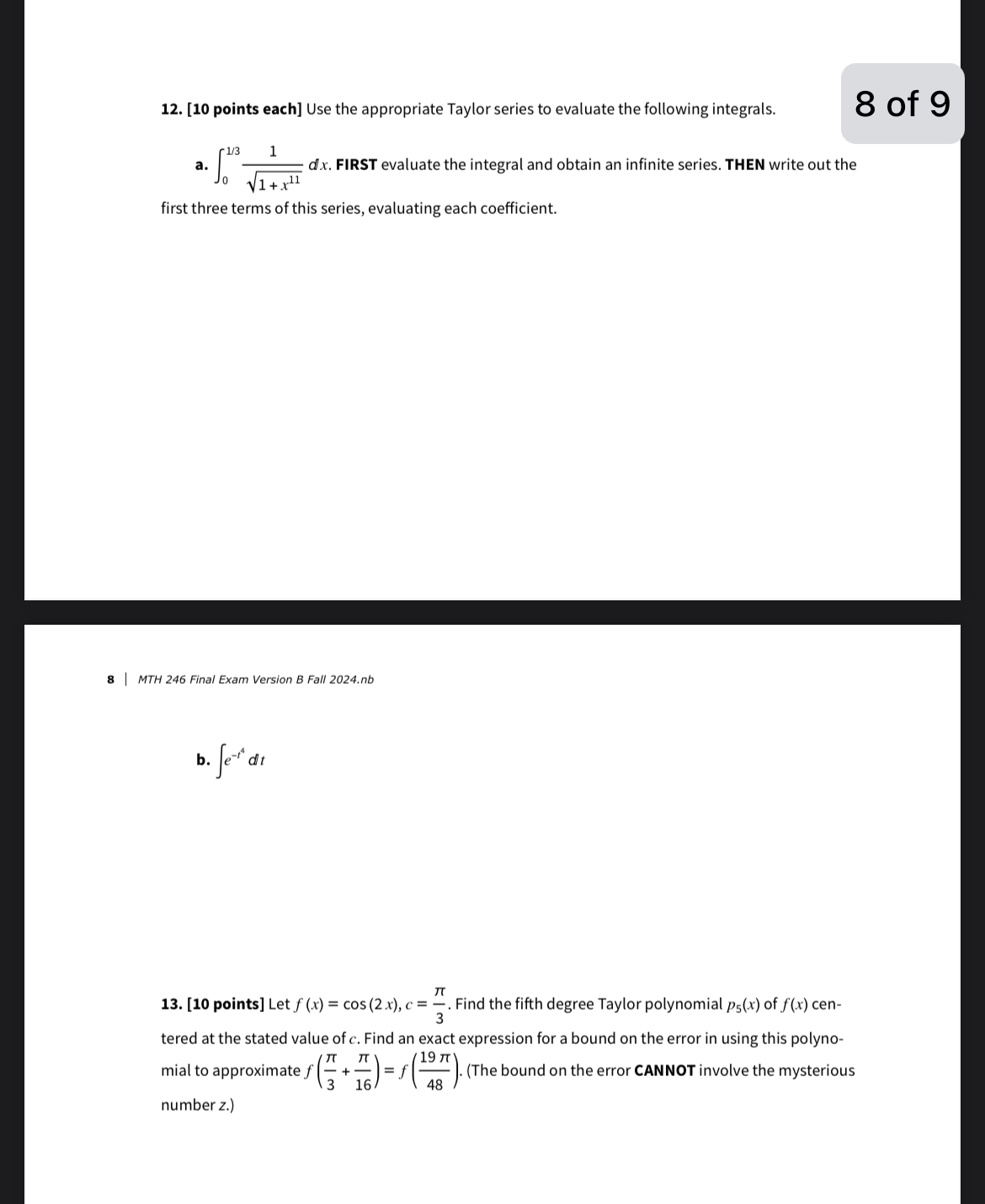 [ 1 0 points each ] Use the appropriate Taylor