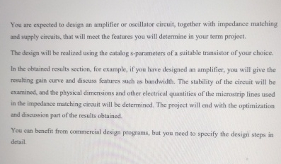 You are expected to design an amplifier or