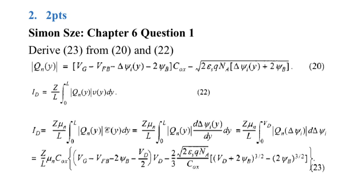 2 pts Simon Sze: Chapter 6 Question 1 Derive ( 2
