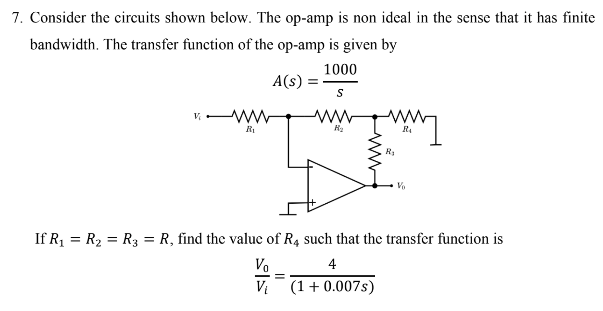 Consider the circuits shown below. The op - amp