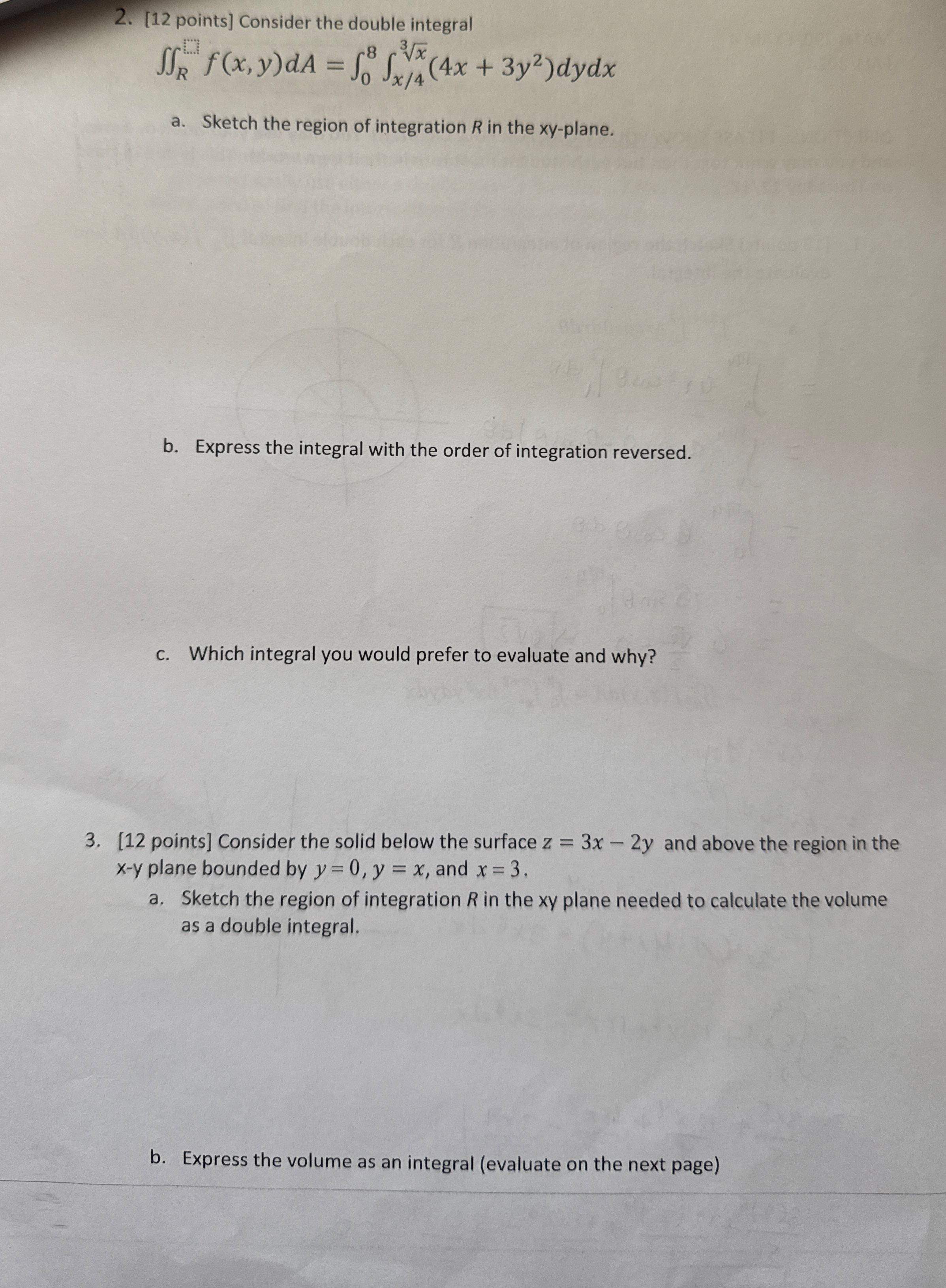 [ 1 2 points ] Consider the double integral R f (