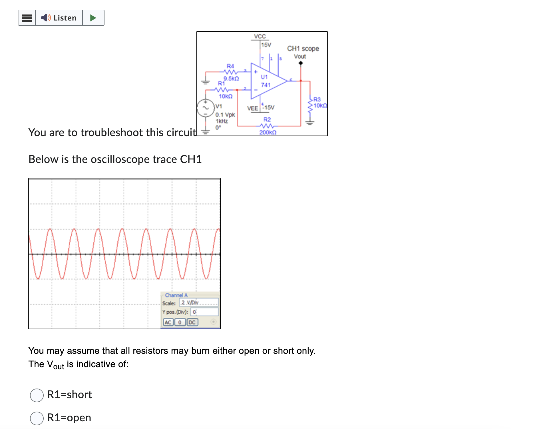 You are to troubleshoot this circ Below is the