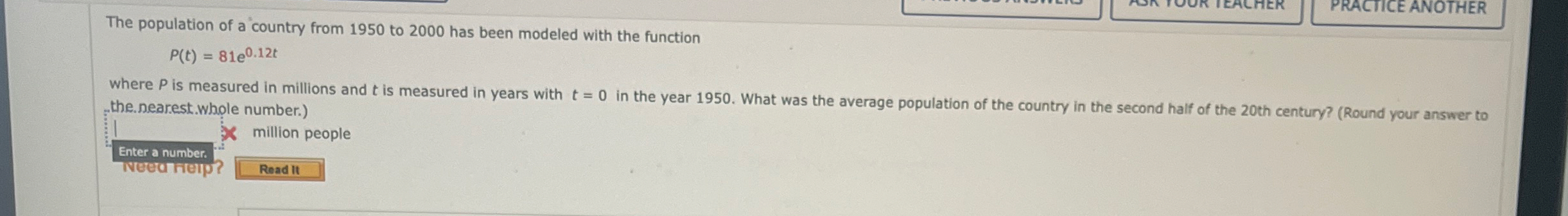 The population of a country from 1 9 5 0 to 2 0 0