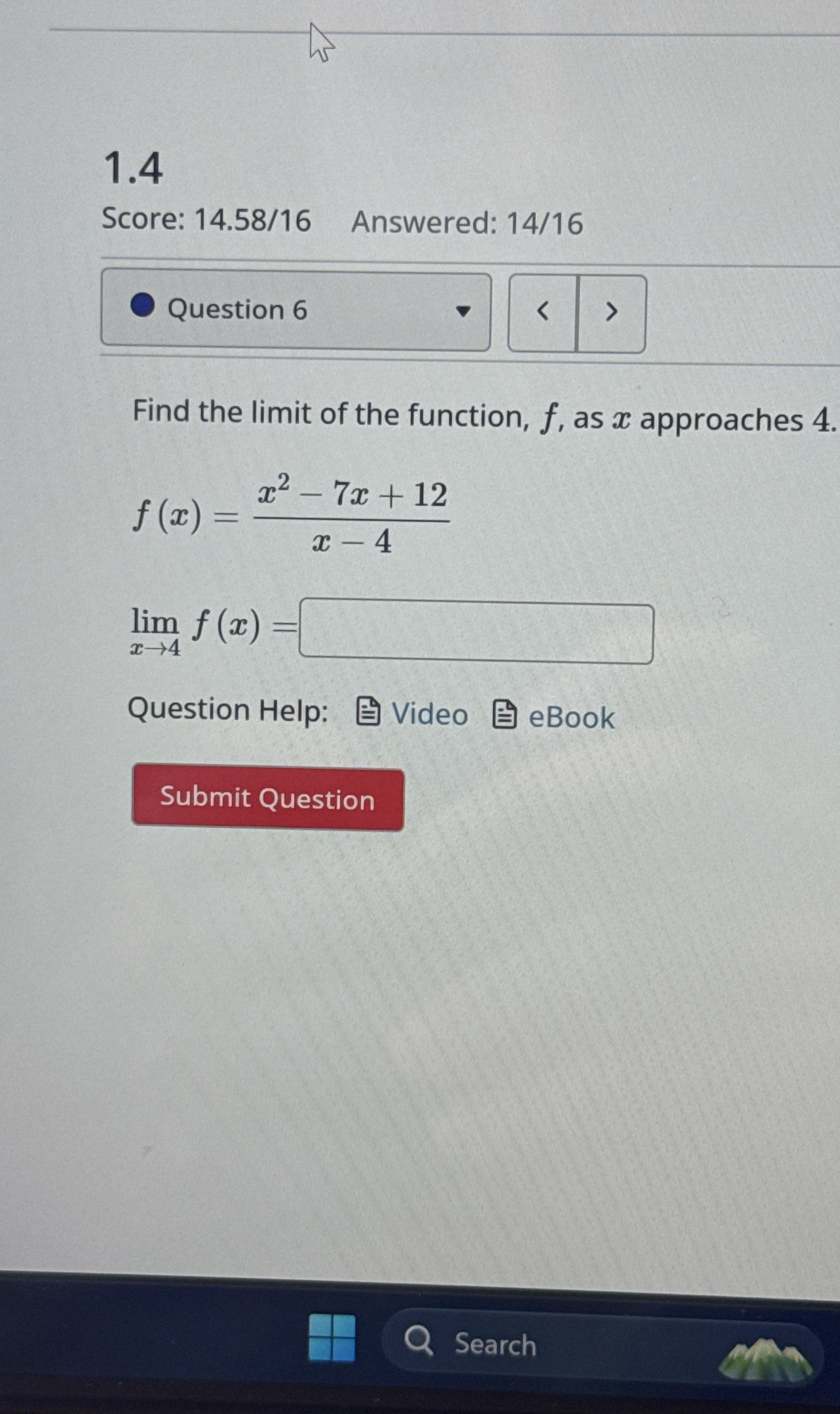 1 . 4 Score: 1 4 . 5 8 / 1 6 Answered: 1 4 / 1 6