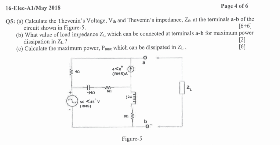 1 6 - Elec - A 1 / May 2 0 1 8 Page 4 of 6 Q 5 :
