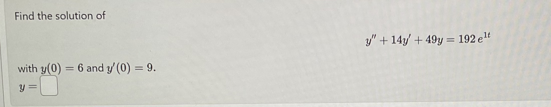 Find the solution of y ' ' + 1 4 y ' + 4 9 y = 1