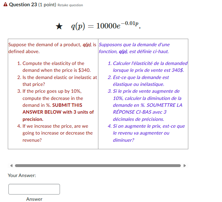 A Question 2 3 ( 1 point ) Retake question \ [ q