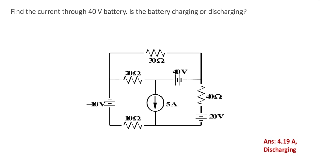 How to solve Find the current through 4 0 V