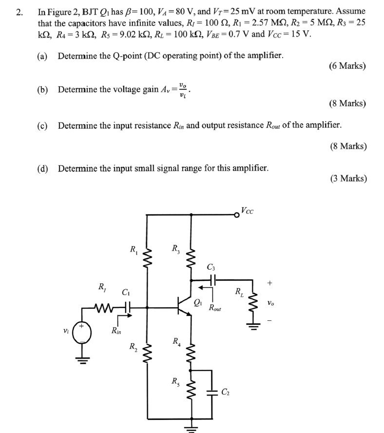 In Figure 2 , BJT Q _ ( 1 ) has \ beta = 1 0 0 ,