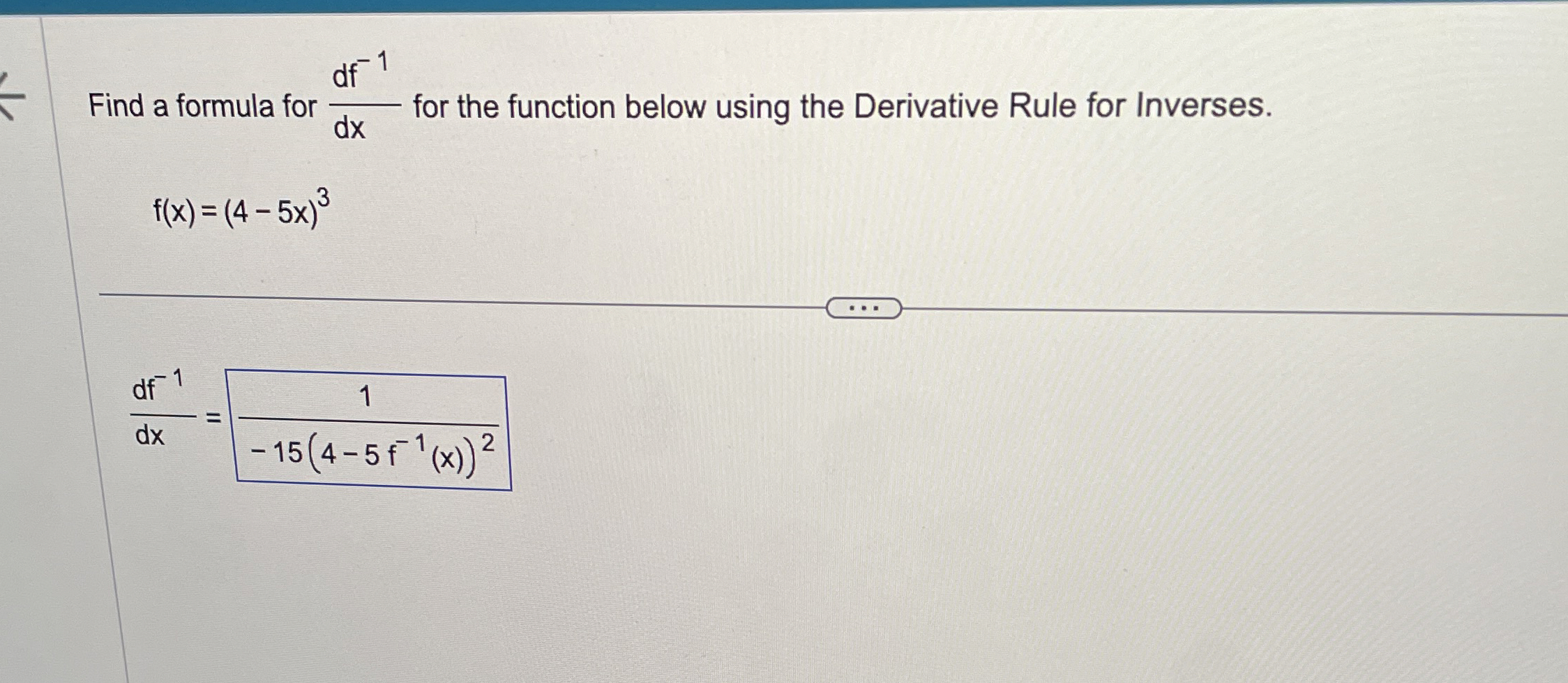 Find a formula for d f - 1 d x for the function