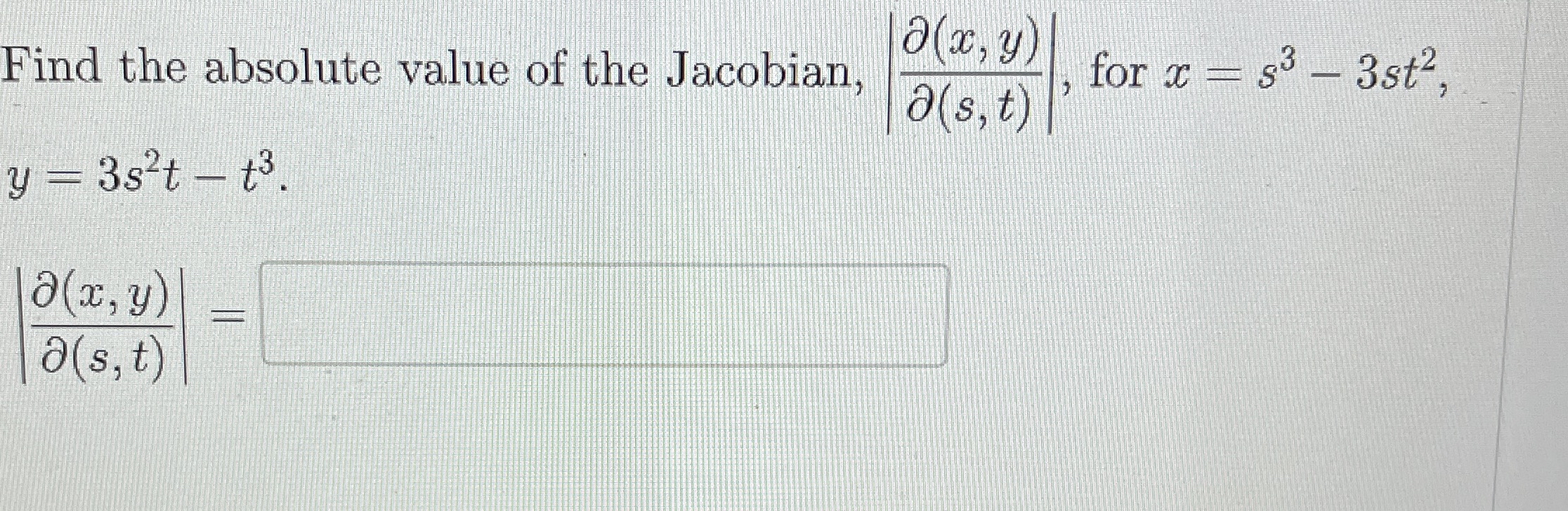 Find the absolute value of the Jacobian, | d e l