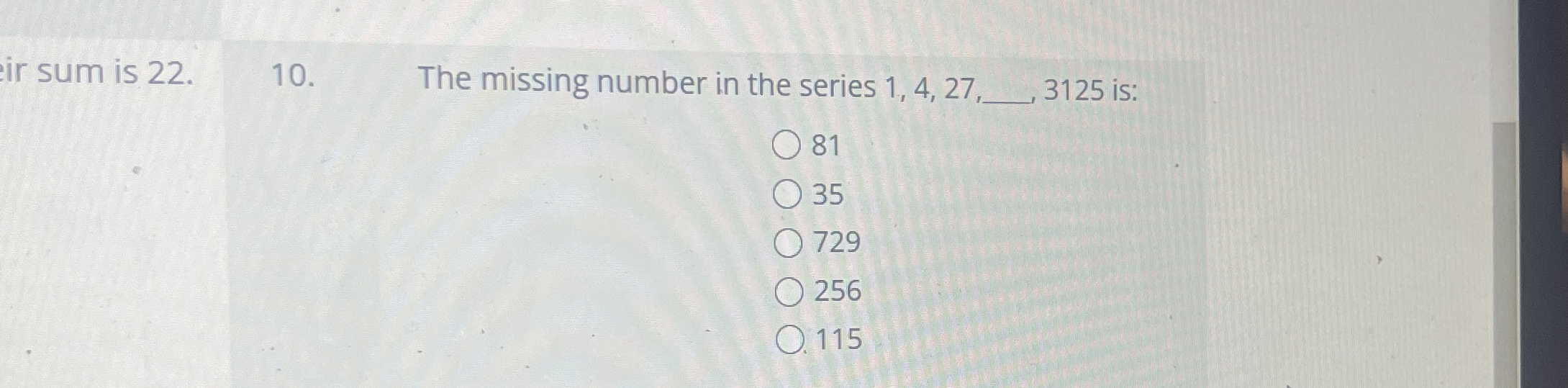 sum is 2 2 . 1 0 . The missing number in the