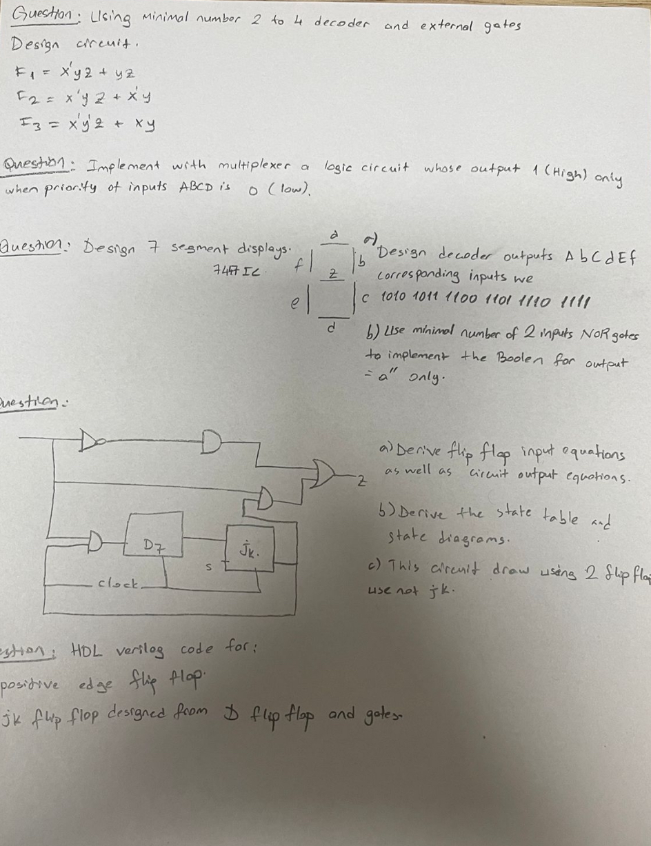 Question: Using minimal number 2 to 4 decoder and