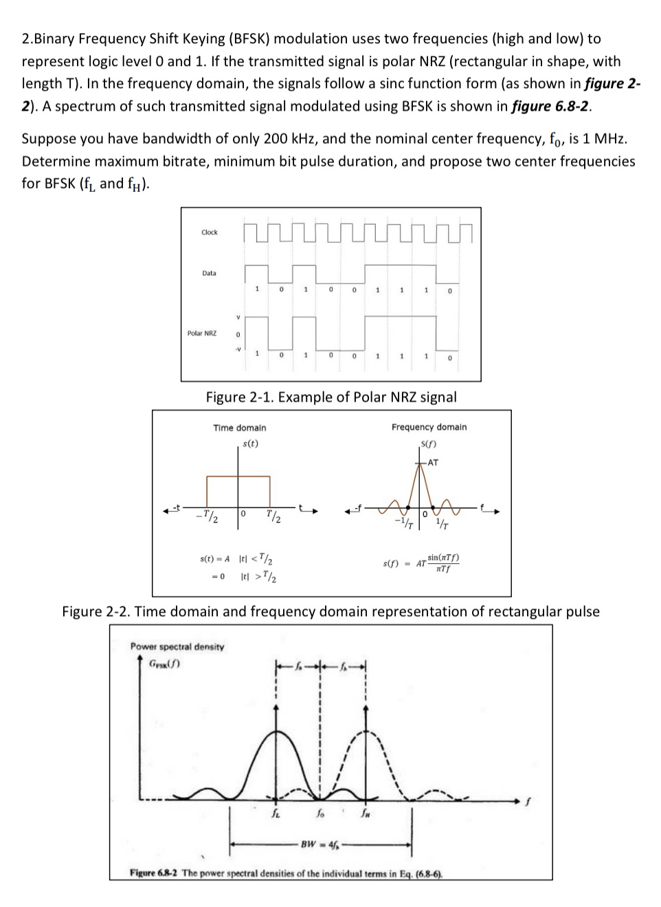 2 . Binary Frequency Shift Keying ( BFSK )
