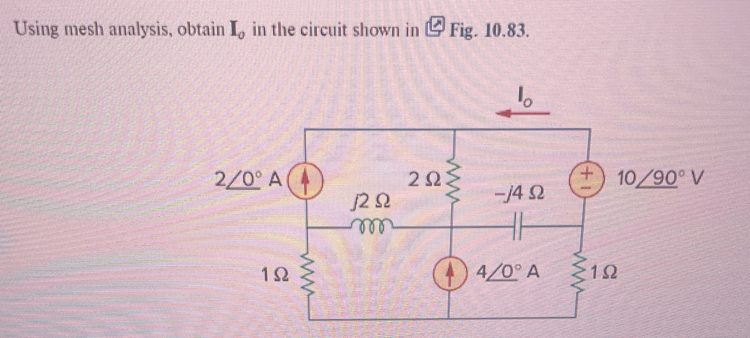 Using mesh analysis, obtain I 0 in the ciruit.