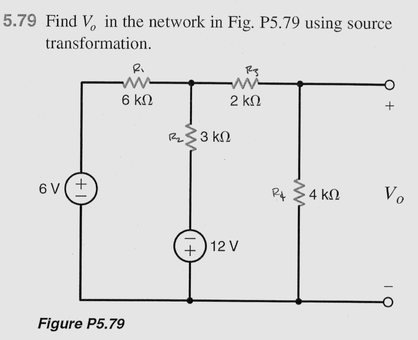 5 . 7 9 Find \ ( V _ { o } \ ) in the network in