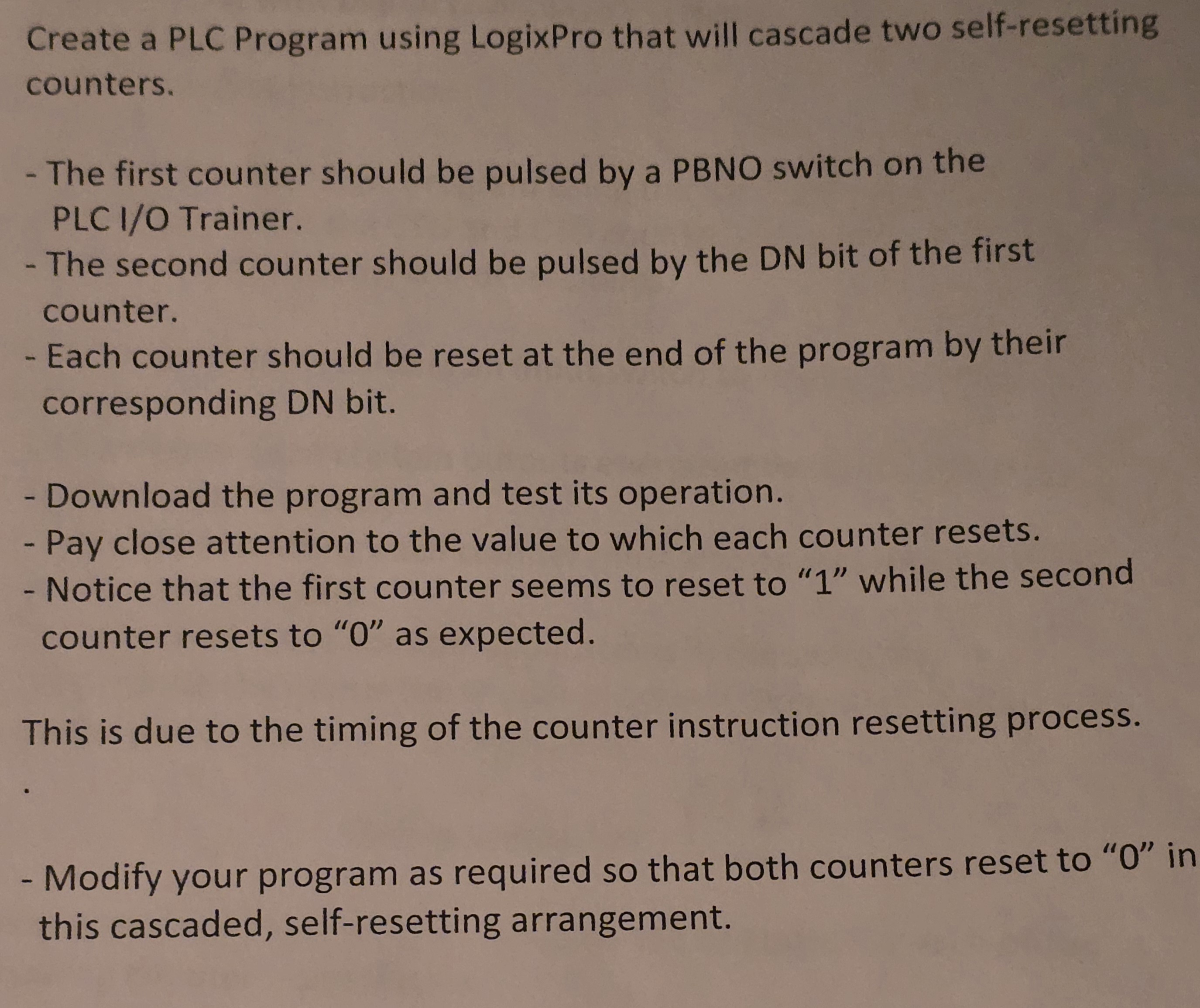 Create a PLC Program using LogixPro that will