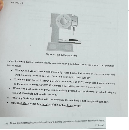 a ) Draw an electrical control circuit based on