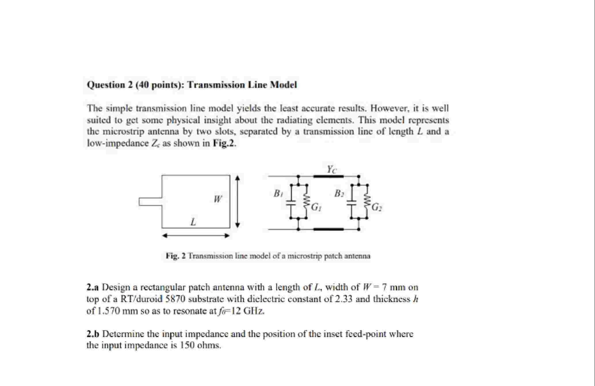 Question 2 ( 4 0 points ) : Transmission Line
