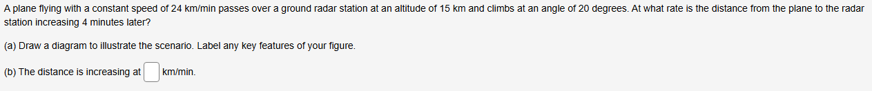 A plane flying with a constant speed of \ ( 2 4 \