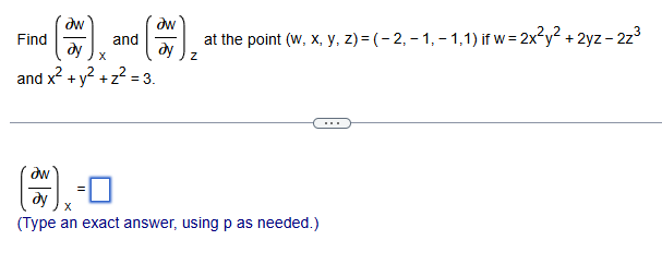 Find ( ( delw ) / ( dely ) ) _ ( x ) and ( ( delw