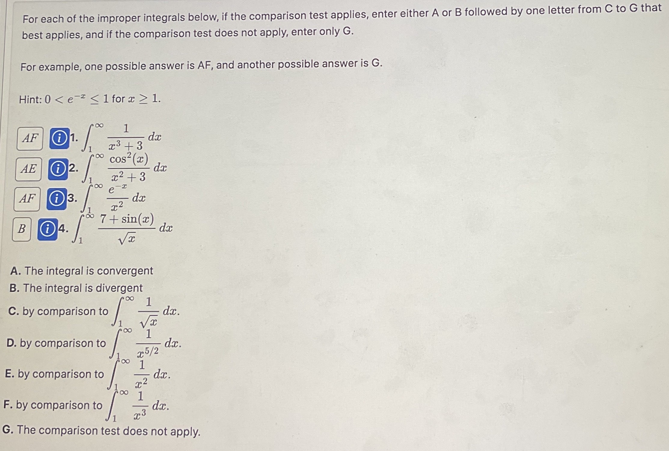 3 and 4 are incorrect For each of the improper