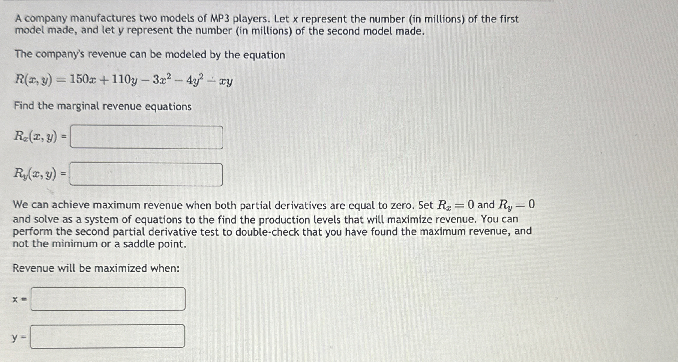 A company manufactures two models of MP 3