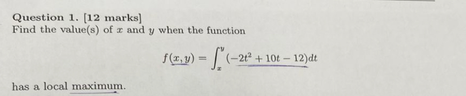 Question 1 . [ 1 2 marks ] Find the value ( s )