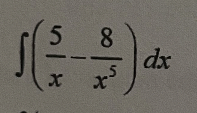 ( 5 x - 8 x 5 ) d x