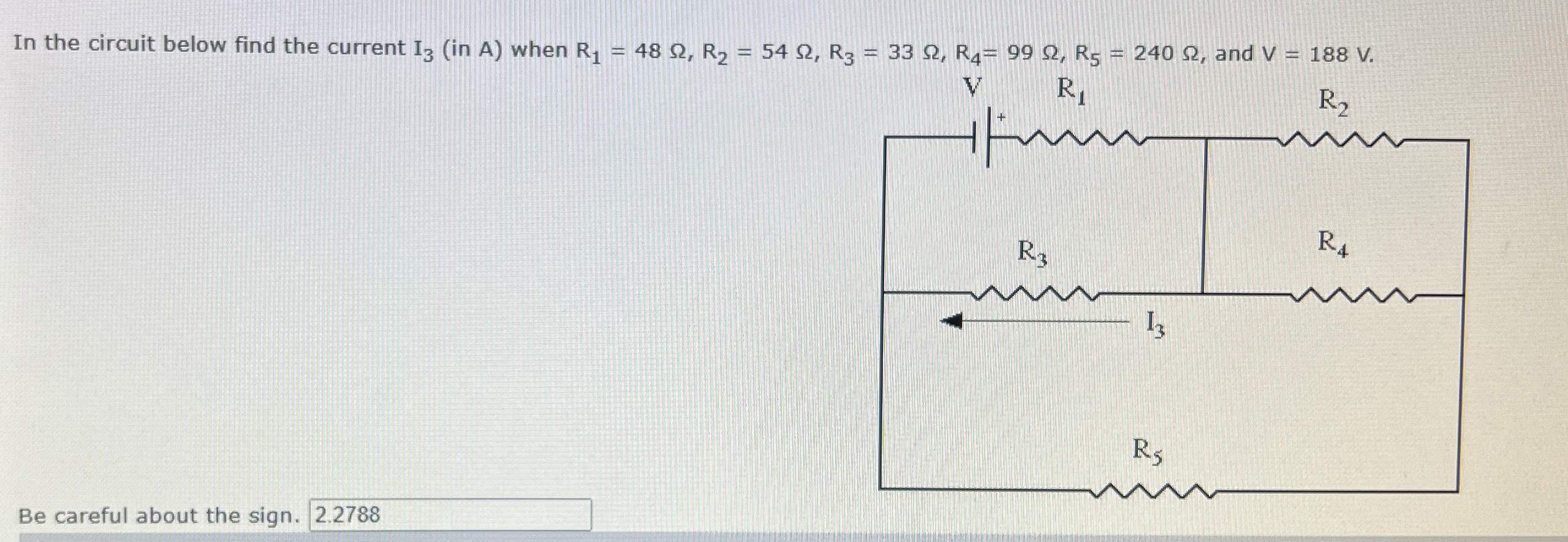 In the circuit below find the current I 3 ( in A