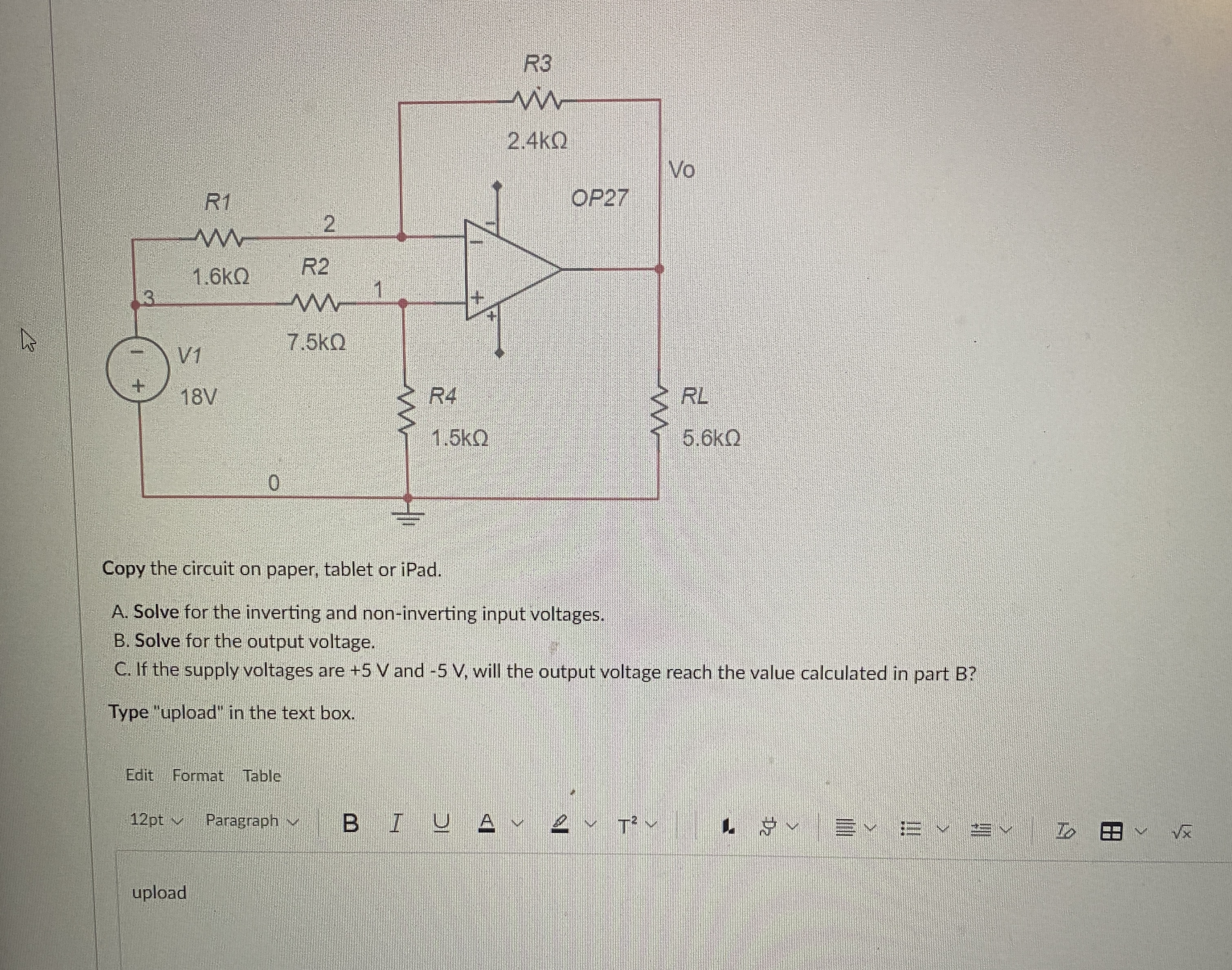 Copy the circuit on paper, tablet or iPad. A .