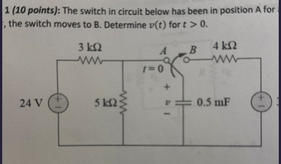 1 ( 1 0 points ) : The switch in circuit below