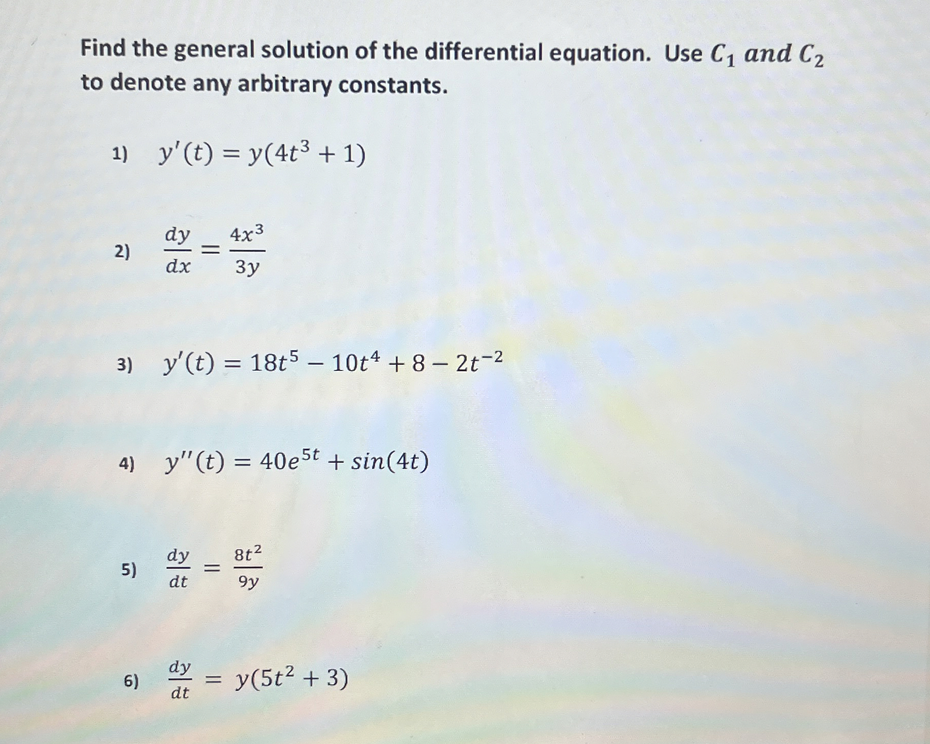 Find the general solution of the differential