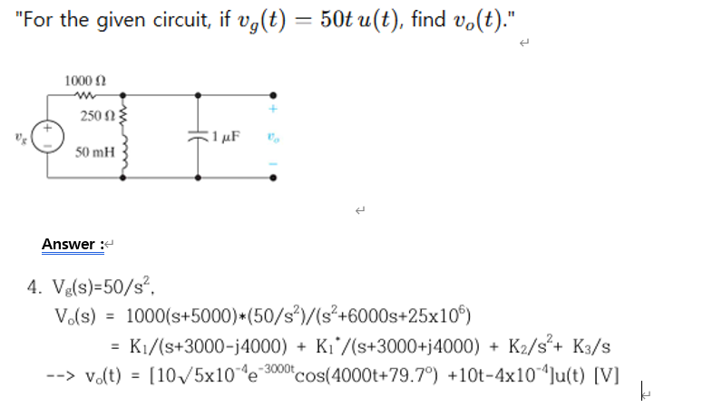 Q . For the given circuit, if v g ( t ) = 5 0 t u