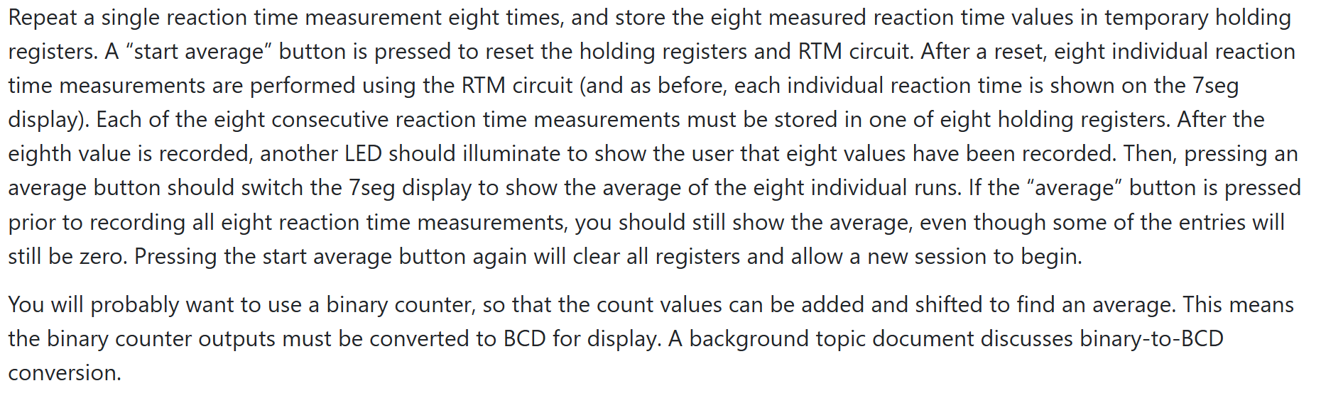 Repeat a single reaction time measurement eight