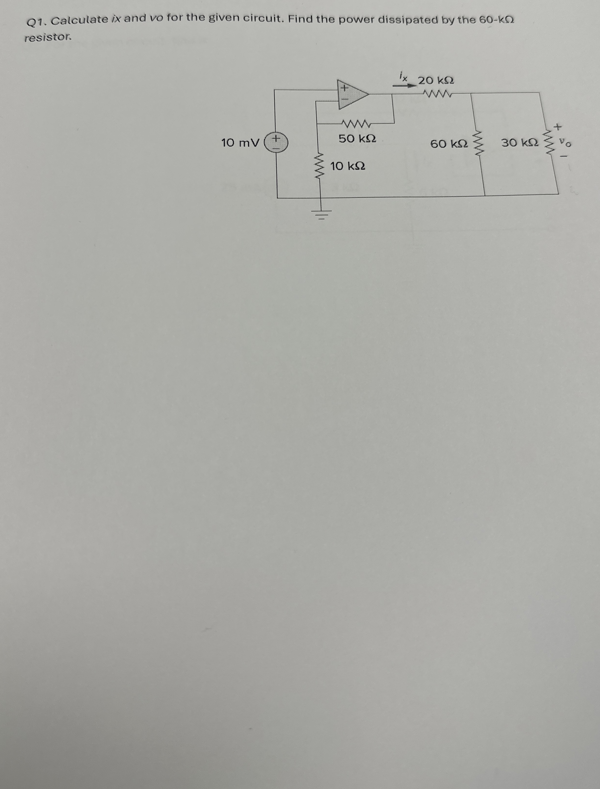 Q 1 . Calculate ix and vo for the given circuit.