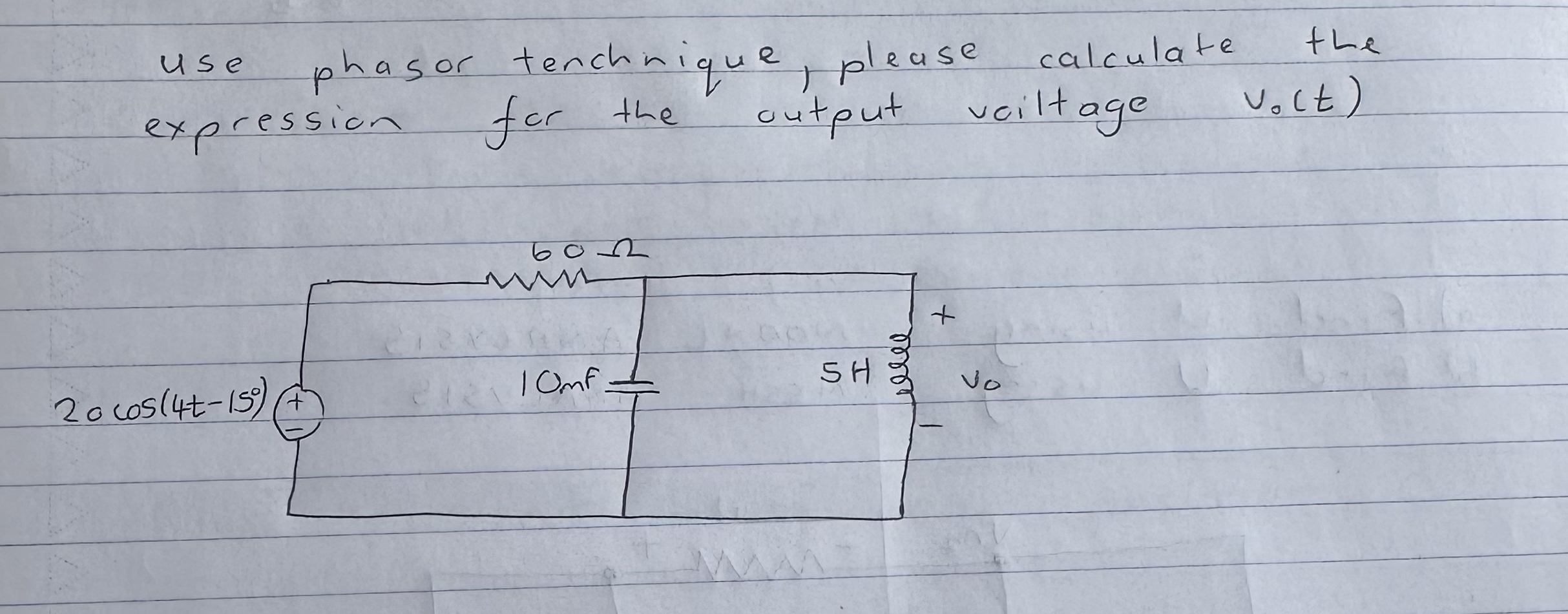 use phasor tenchnique, please calculate the