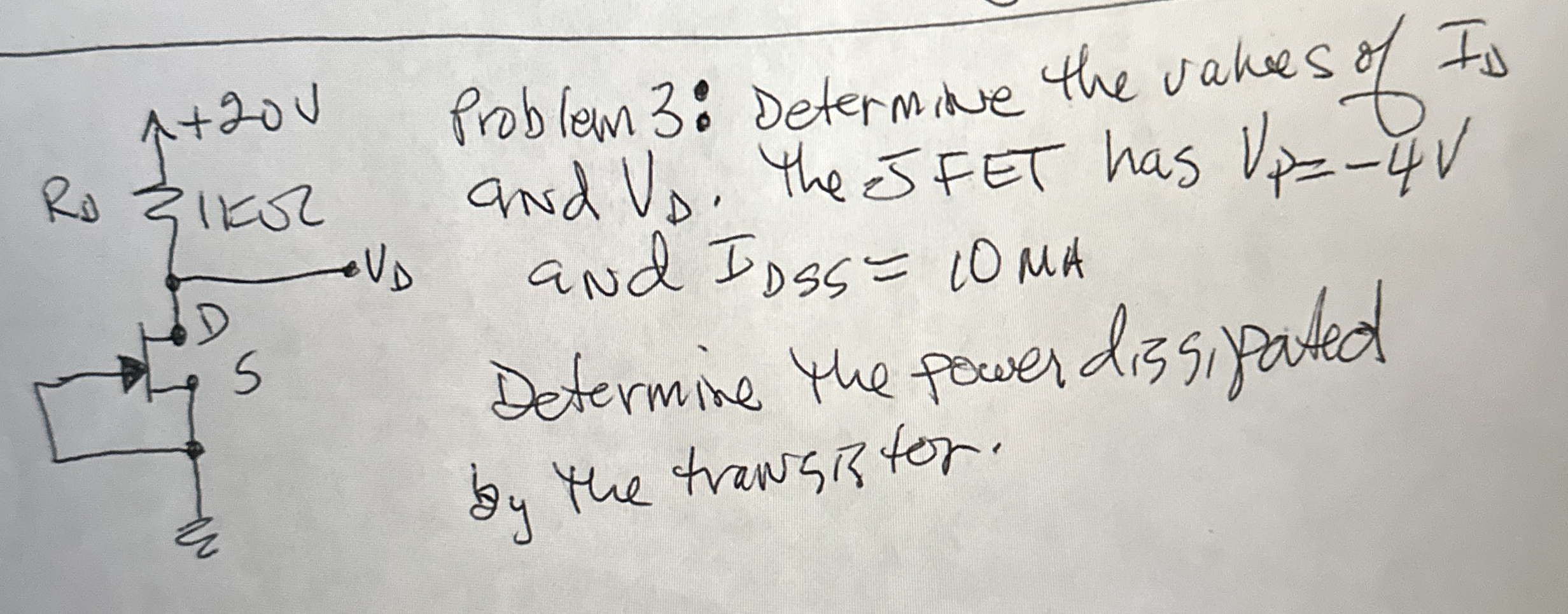 Problem 3 : Determine the vakes of Is and V D .