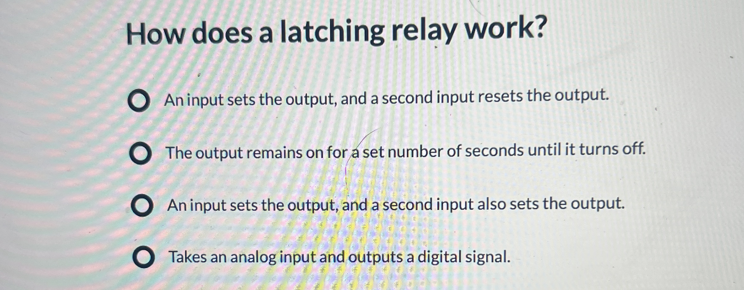 How does a latching relay work? An input sets the