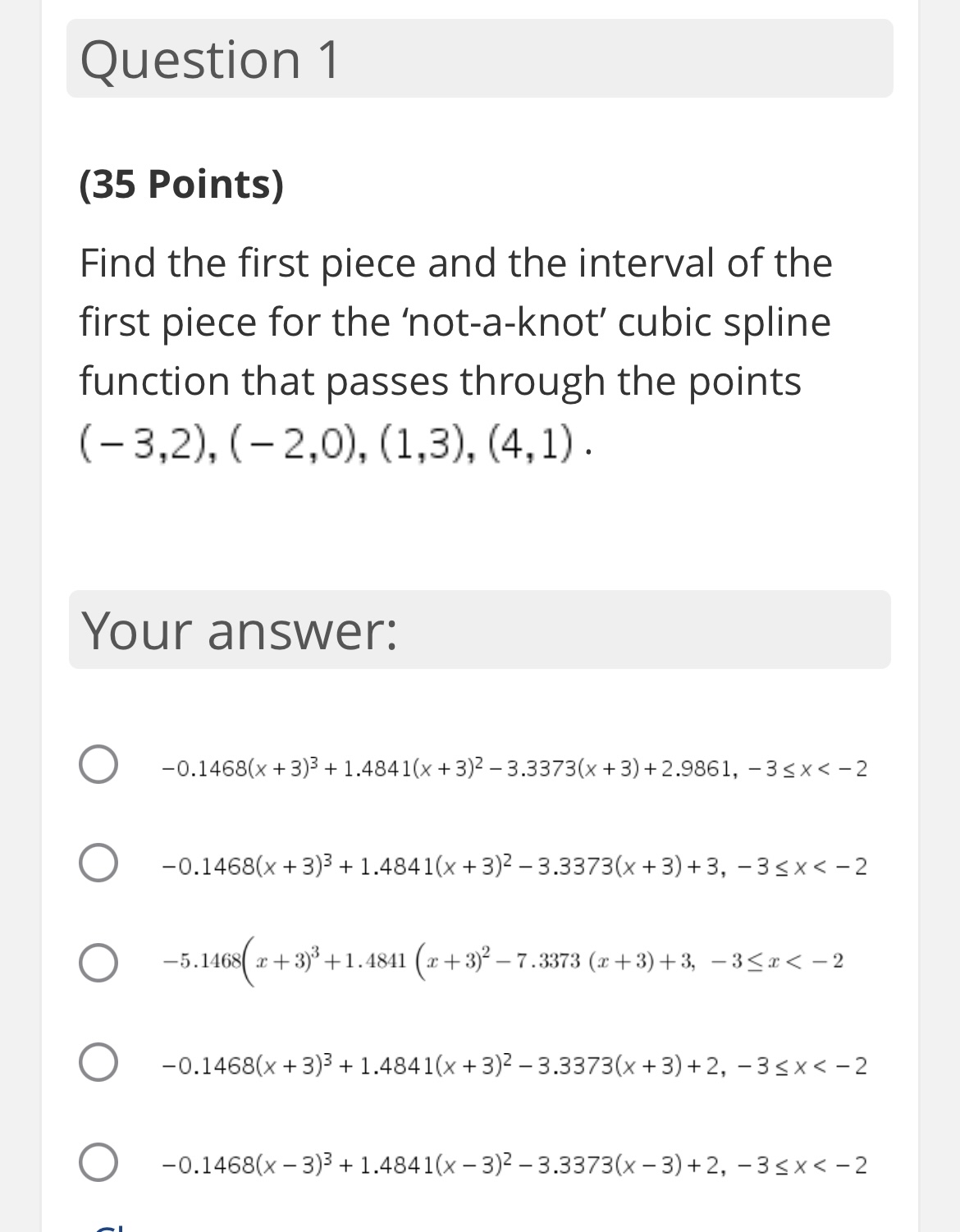 Question 1 ( 3 5 Points ) Find the first piece