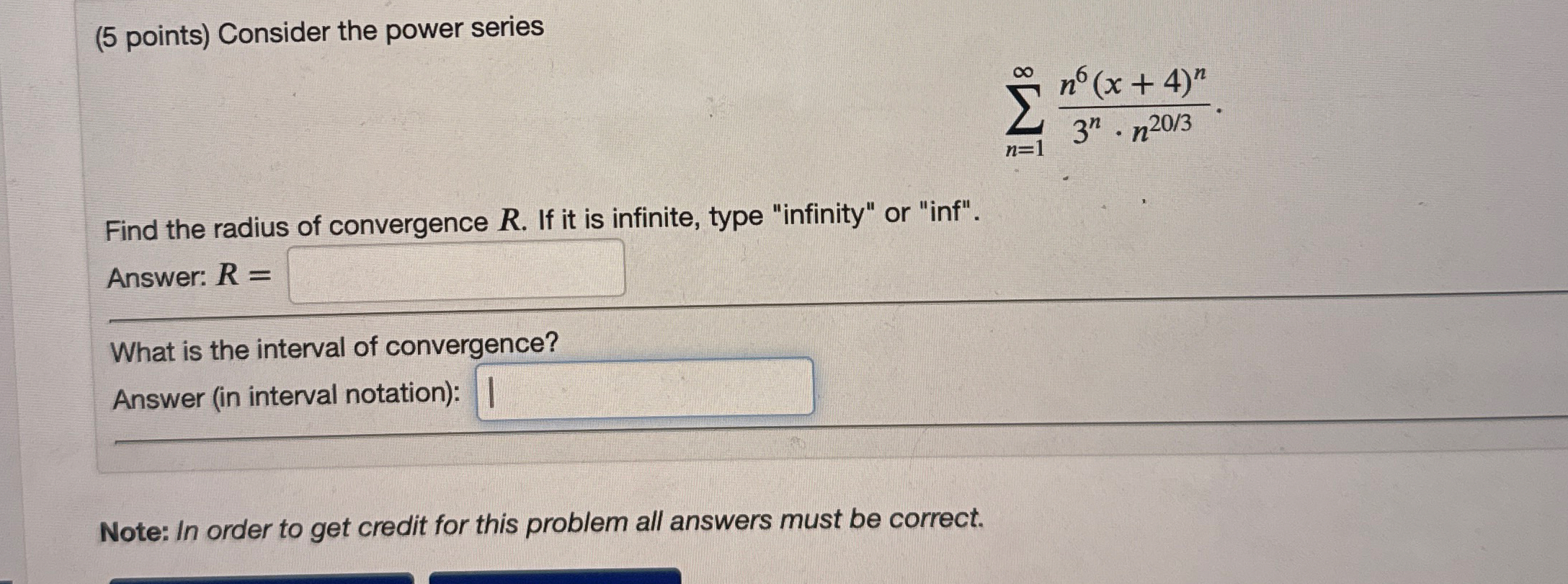 ( 5 points ) Consider the power series n = 1 n 6