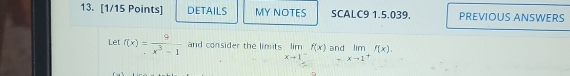 [ 1 / 1 5 Points ] Let f ( x ) = 9 x 3 - 1 and