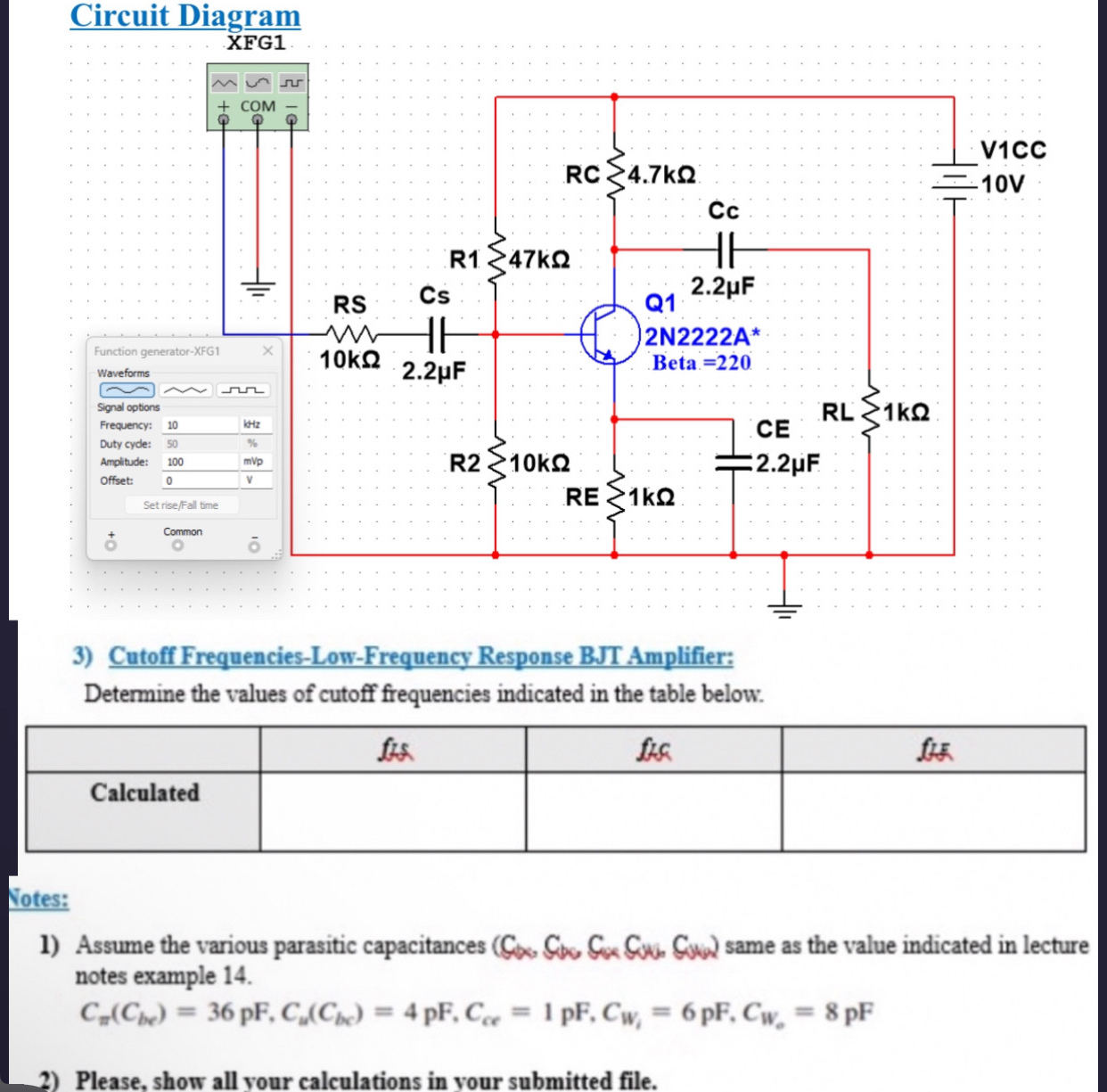 Circuit Diagram Cutoff Frequencies - Low -