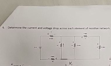 Determine the current and voltage drop across