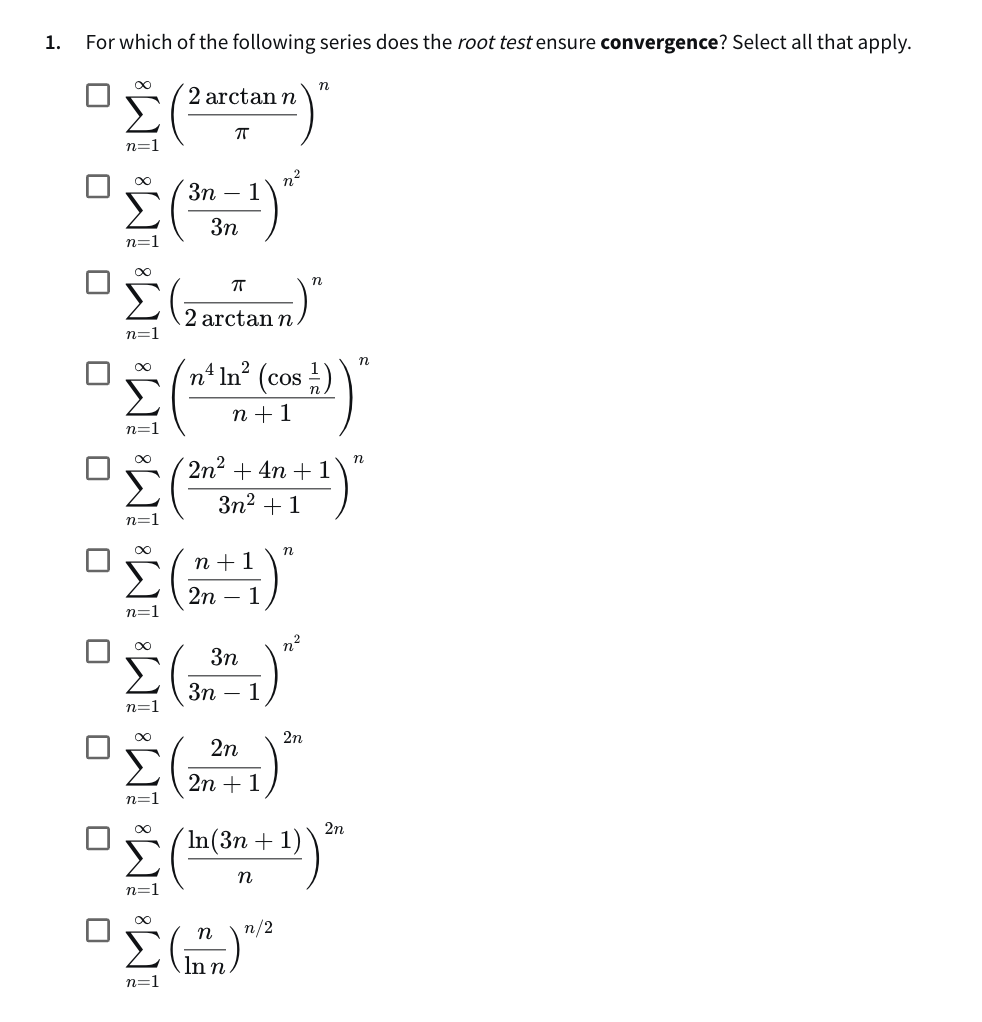 For which of the following series does the root